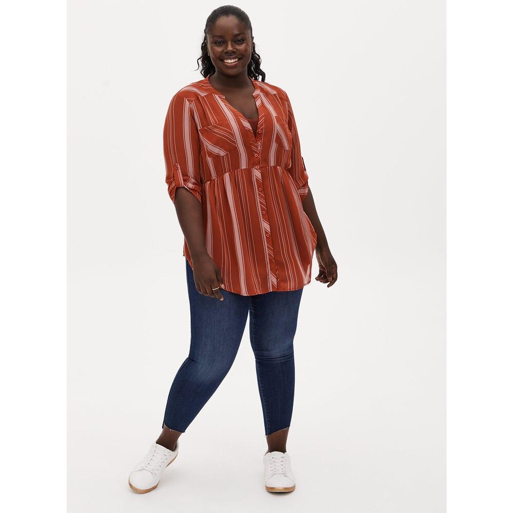 NWT Torrid Emma Babydoll Chiffon Semi Sheer Tunic Shirt Blouse Top Size 0X (12) - Picture 3 of 3
